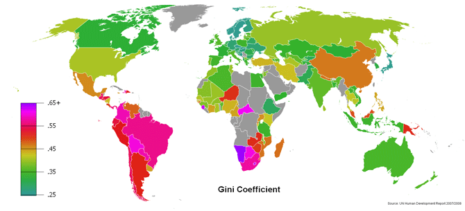 Mapa del coeficiente Gini 2008