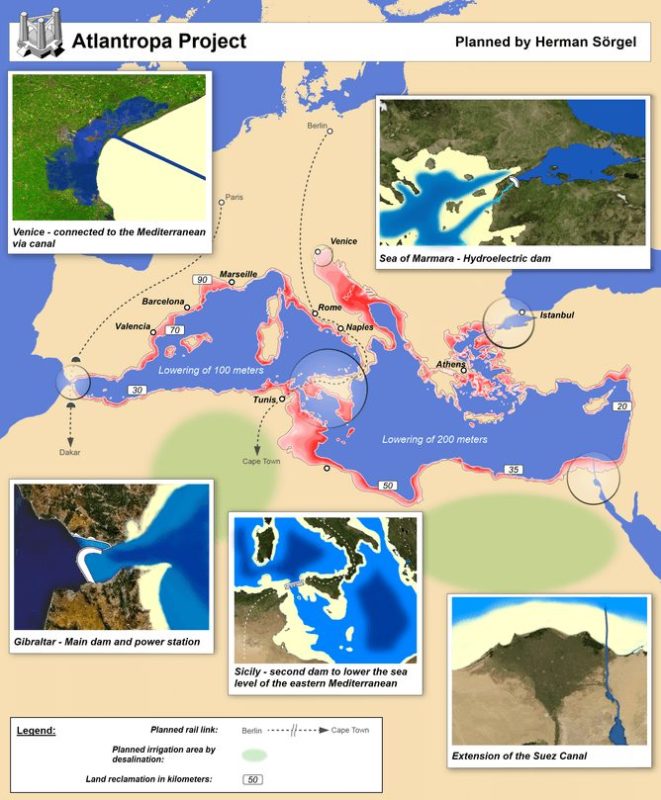 Mapa del proyecto Atlantropa [Wikipedia]