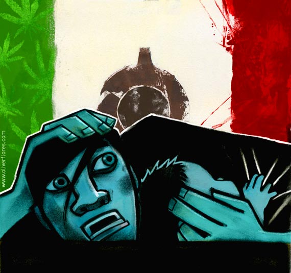 Pintura que refleja el miedo del narco en México. [Photo: Oliver. Flickr account]