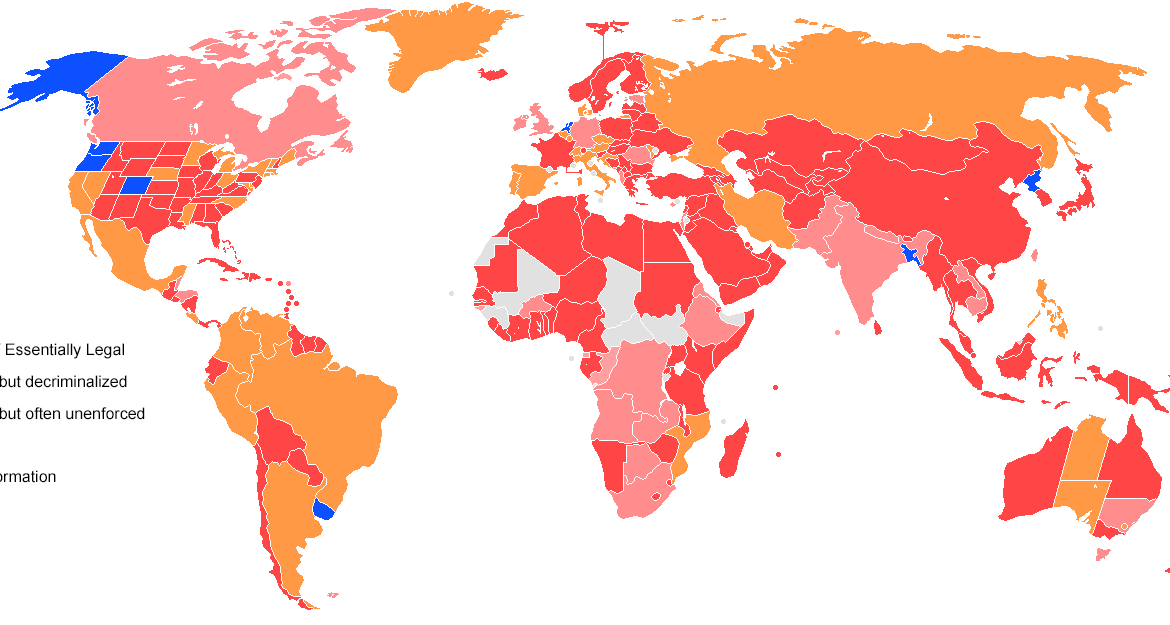 Estatus legal de la marihuana en el mundo, por países [Vía Wikipedia]