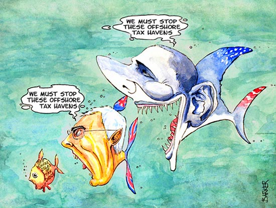 Viñeta cómica sobre los paraísos fiscales. Fuente: Gary barker Illustration