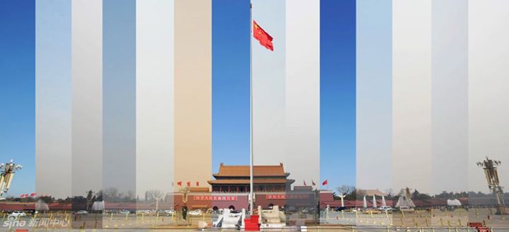 Superposición de fotografías de la Plaza de Tiananmen entre el 4 y el 17 de marzo de 2013. Bei Yao (喂妖)