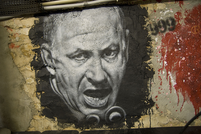 Retrato en graffiti Benyamin Netanyahu, Primer Ministro de Israel