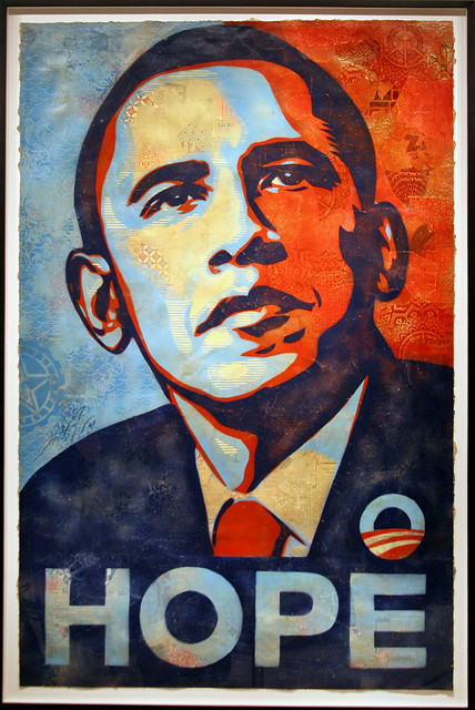 Póster del presidente de Estados Unidos, Barack Obama, donde se puede leer la palabra 'esperanza'. Flickr / Cliff