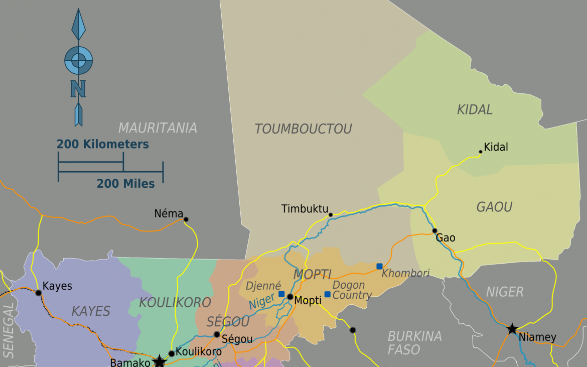 Mapa - Localización geográfica de las ciudades recuperadas por las tropas francesas (Gao, Kidal y Tombuctu). Fuente: en.wikipedia.org
