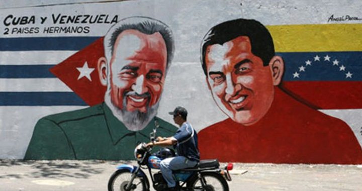 Dibujo de Fidel Castro y Hugo Chávez en