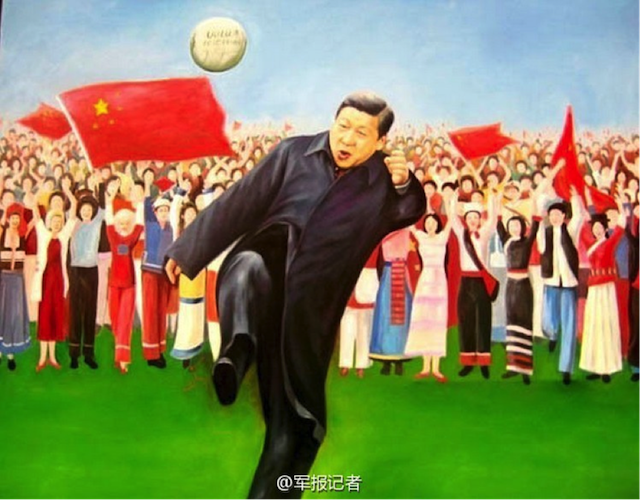 Dibujo propagandístico que ejemplifica la estrategia de culto a la personalidad de Xi Jinping [Foto vía Chinaoutlook].