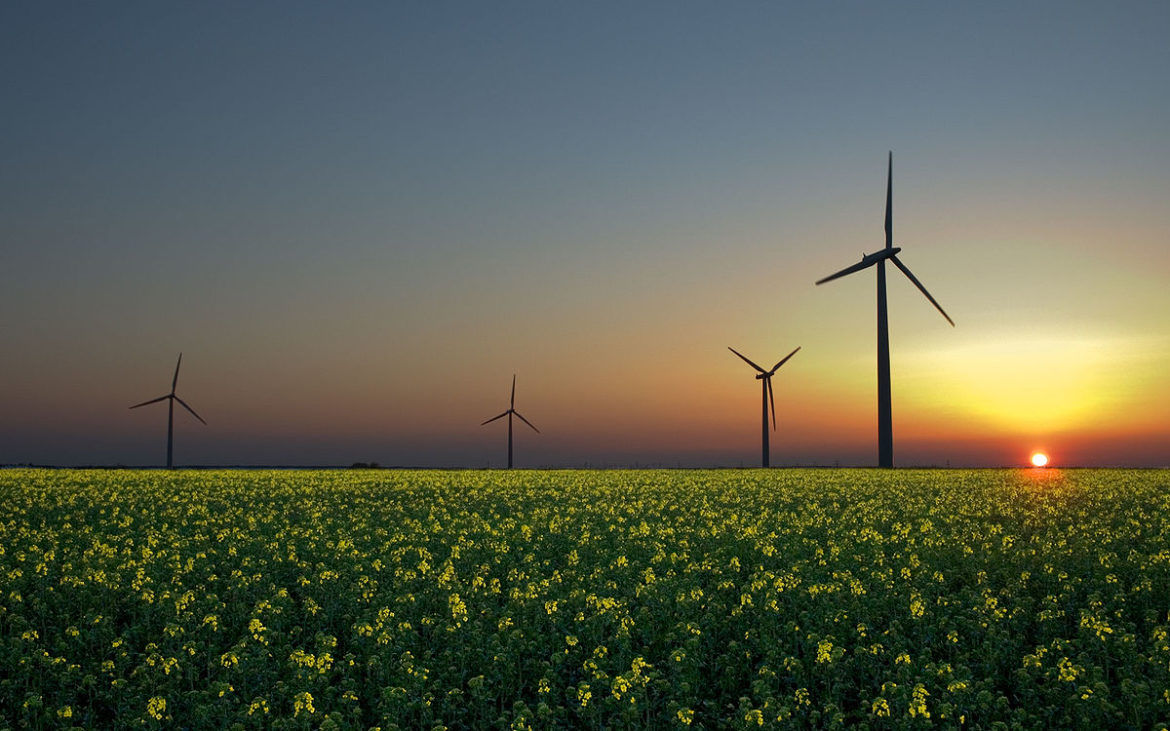 Turbinas eólicas en un campo de Alemania. La energía eólica, junto con la solar, es una de las energías limpias con más potencial para el presente y el futuro [Foto: Jürgen de Sandesneben vía WikimediaCommons].